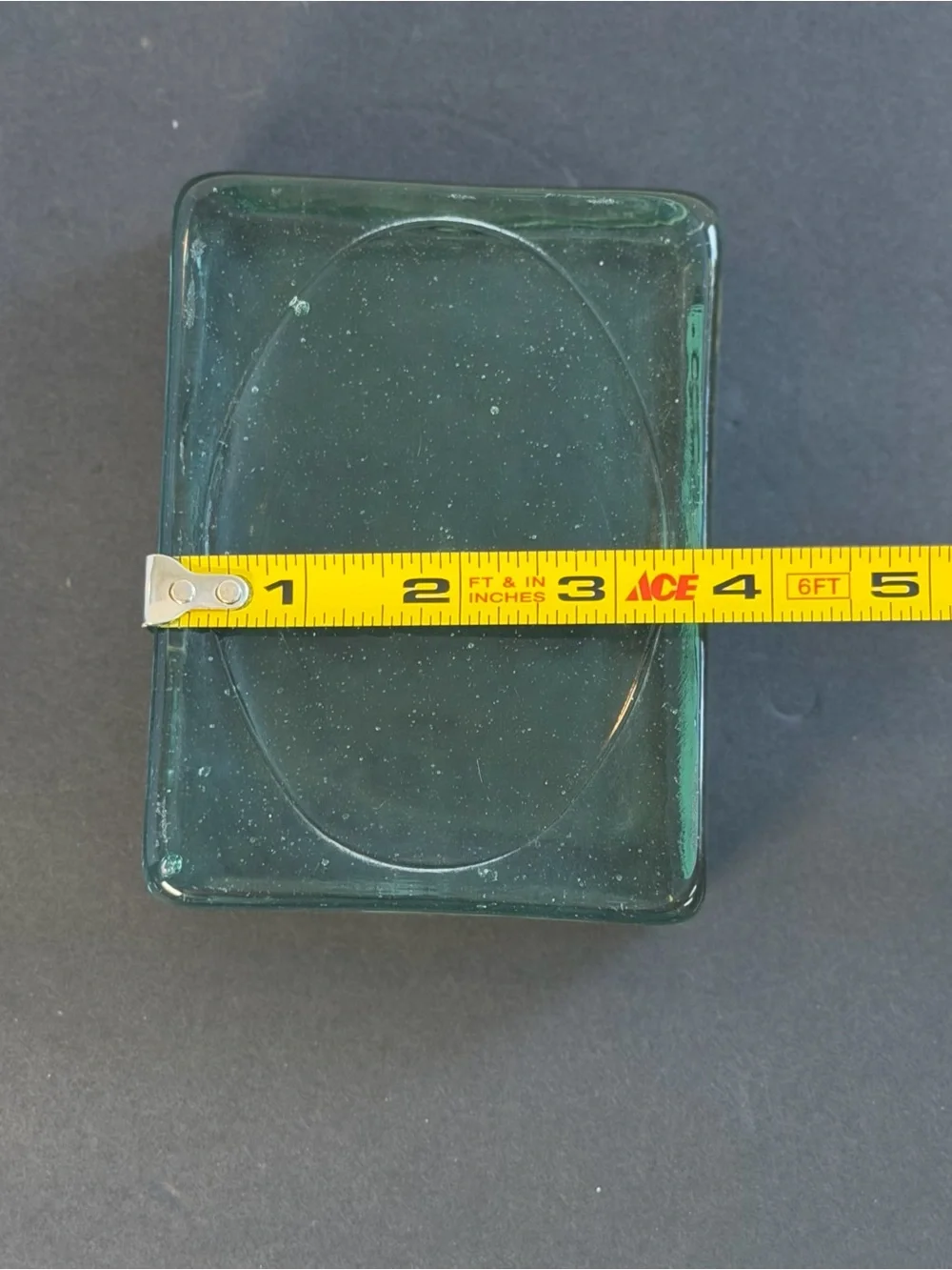 Green Glass Bar Soap Holder, Thick Glass 3.5x5